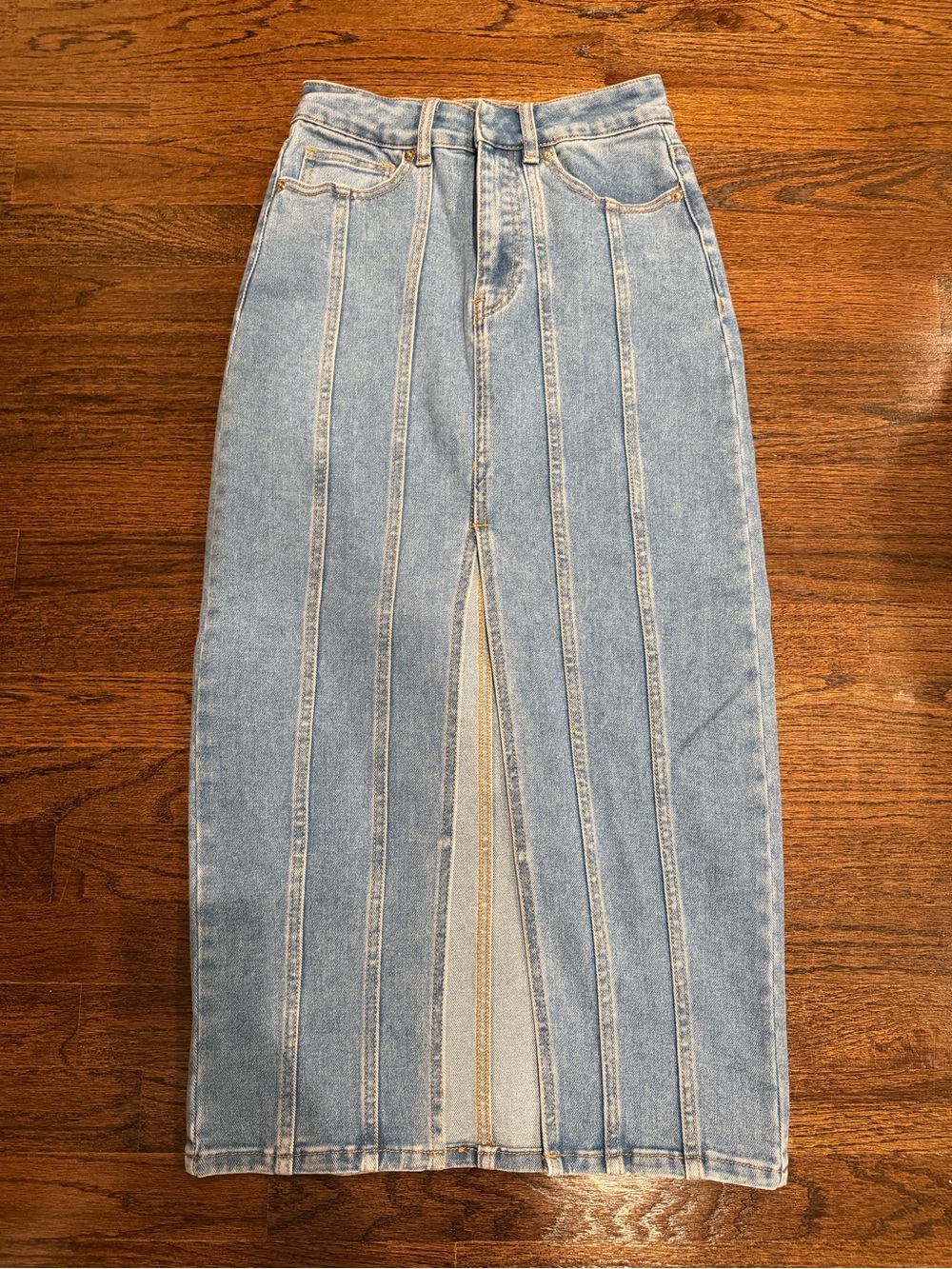 House of Harlow 1960 Front Slit Denim Midi Skirt